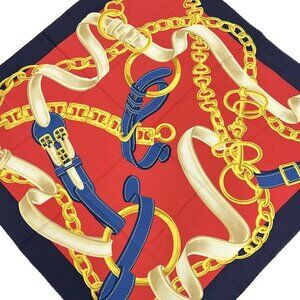 CELINE - Red Dark Navy Multi Scarf